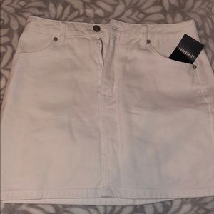 FOREVER 21 WHITE DENIM MINI SKIRT